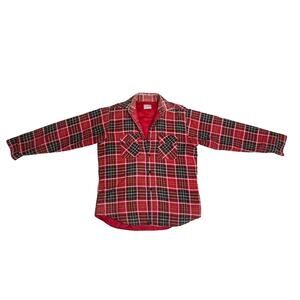 Vintage Pro King Quilted Flannel Jacket Red Plaid Lined USA Made Men’s Medium